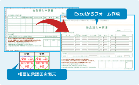 ワークフロー機能（承認印・Excel活用）