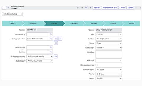 セキュリティ運用管理システム（ServiceNow）：セキュリティインシデントレスポンス（SIR）